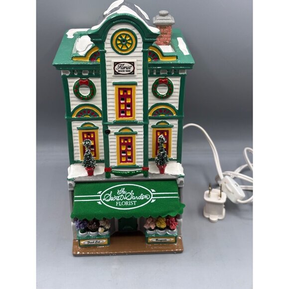 Vtg Dept 56 Ceramic Lighted Secret Gardner Florist Christmas Village - Picture 1 of 12